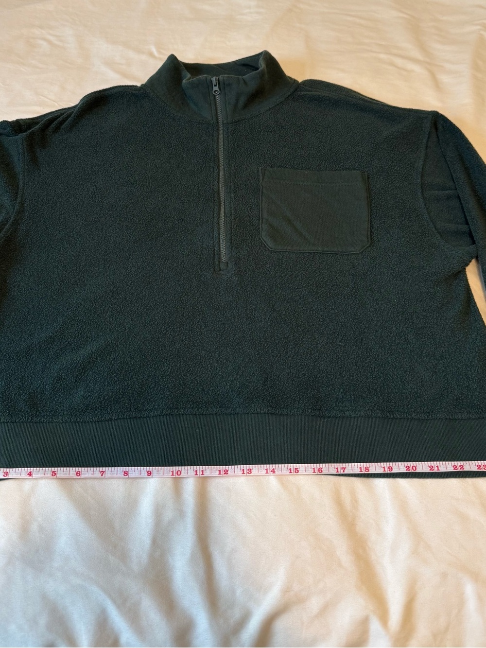 Aerie Sherpa Quarter Zip Pullover Women's Large Green Fleece Cozy - Picture 6 of 13